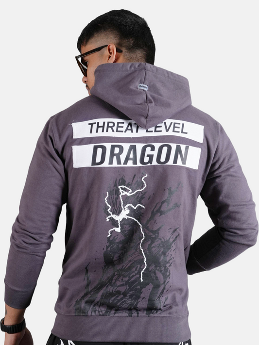 THREAT LEVEL DRAGON | HOODIE | UNISEX | GREY HOODIE