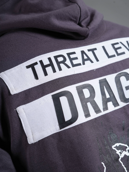 THREAT LEVEL DRAGON | HOODIE | UNISEX | GREY HOODIE