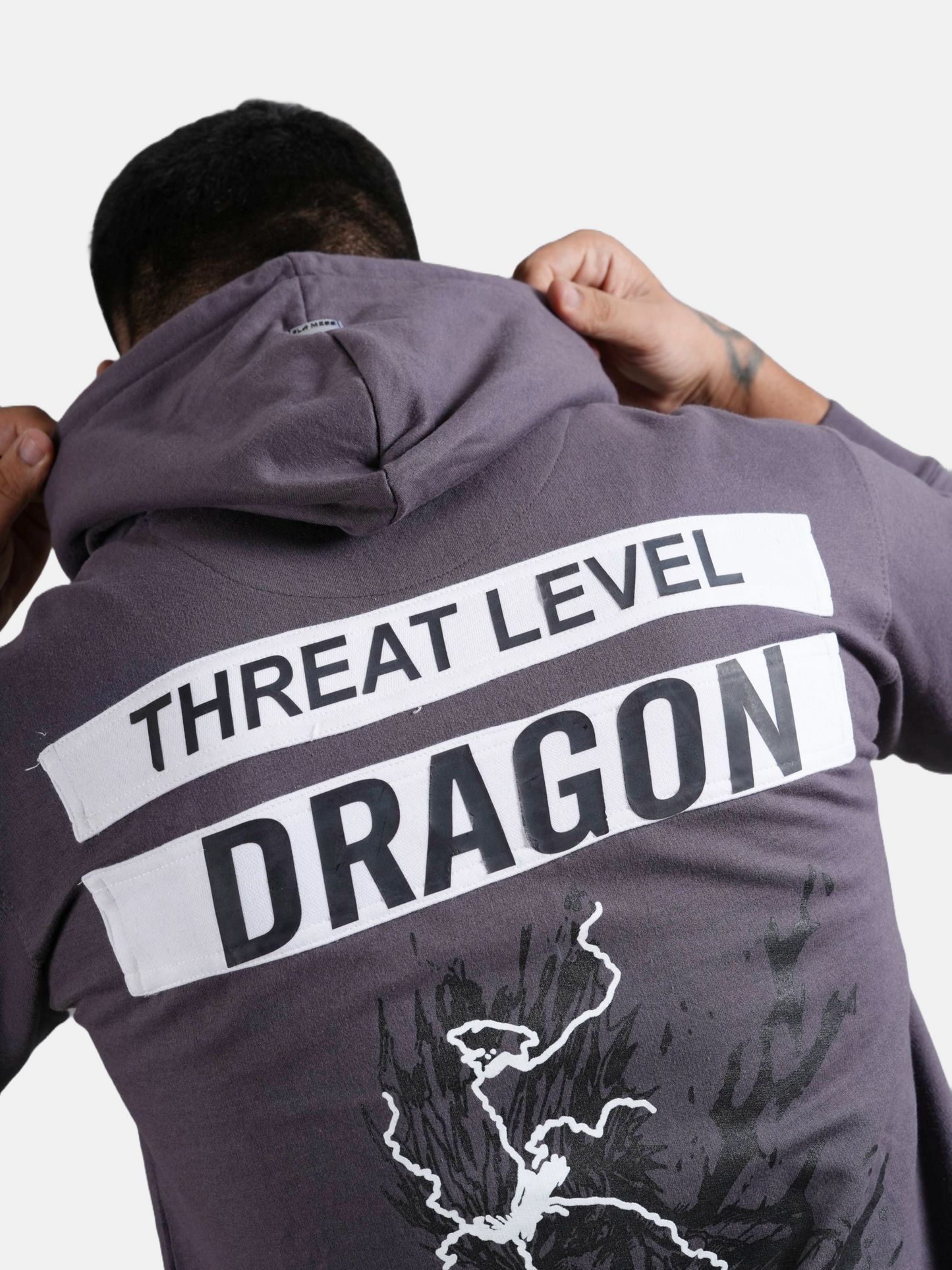 THREAT LEVEL DRAGON | HOODIE | UNISEX | GREY HOODIE